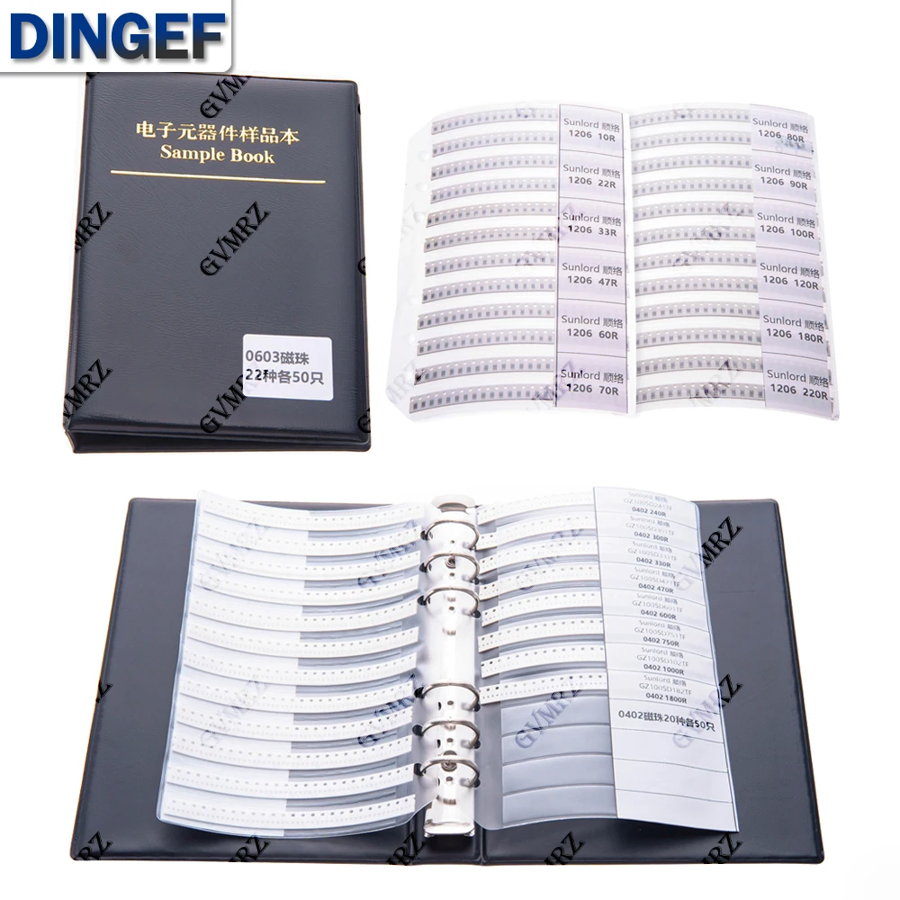 0402 0603 0805 1206 SMD Ferrite Bead Inductance Sample Book Magnetic Laminated Sheet Magnetic Beads Inductance Book Sample Kit