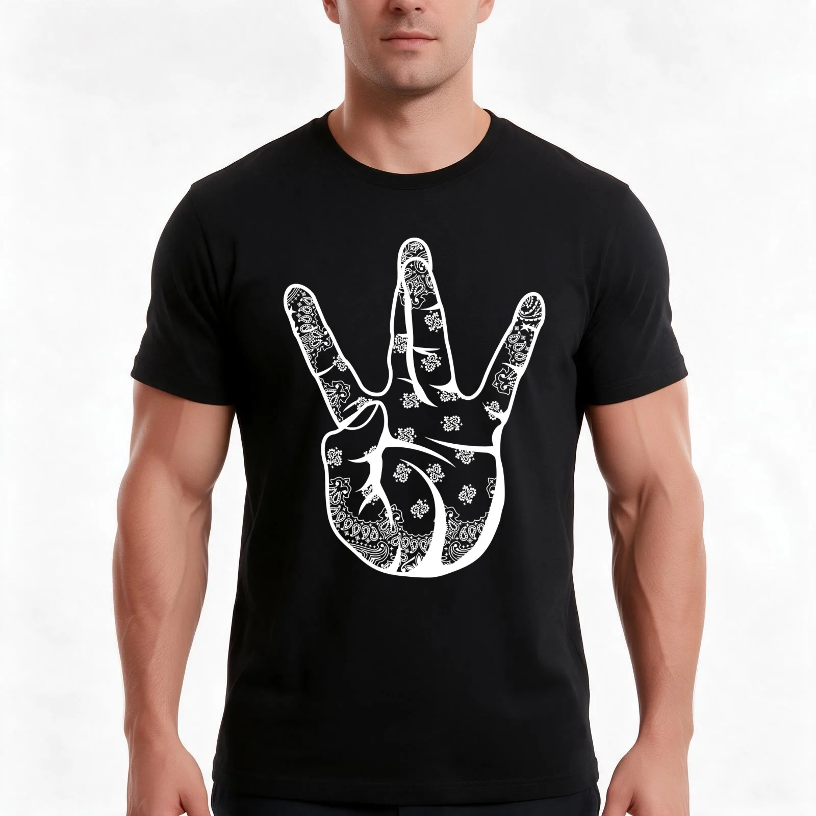 Westside Bandana Hand Sign Gangsta Rap T-Shirt Summer Casual Cotton Tee Oversized Streetwear Tops Vintage Graphic Print