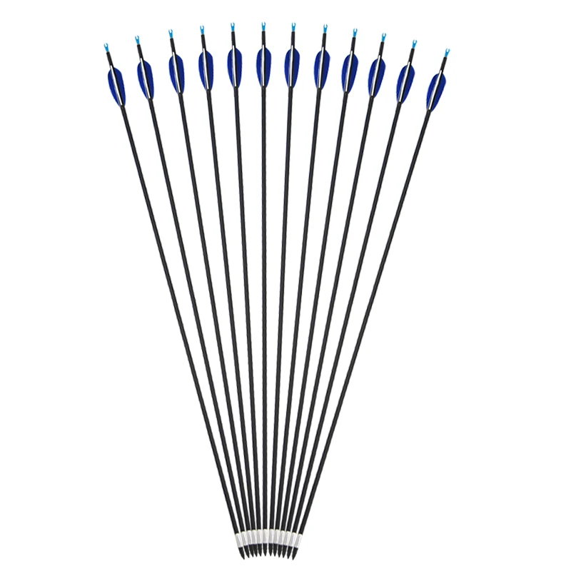 

6/12PCS Archery Carbon Arrows ID5.2 SP700 3inch Water Drop Feather for Beginners Compound Recurve Bow Hunting Practice