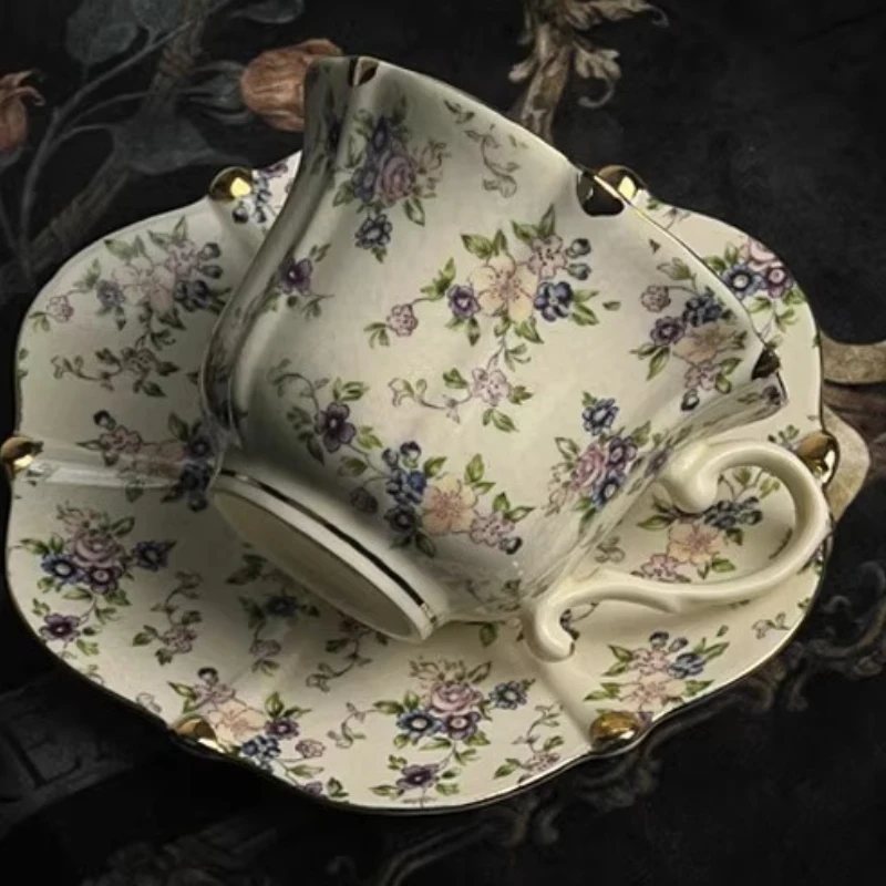 

France Orchid Tea Cups and Mugs Royal Albert Tea Set European Ceramic and Vasellame Vintage Coffee Cup Set of Dishes Persons