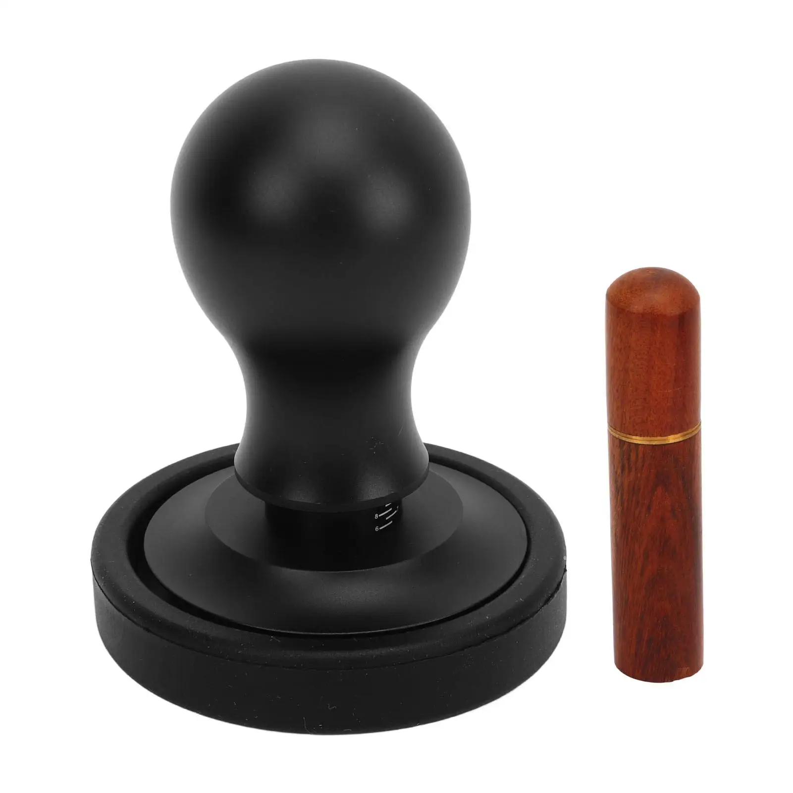 

Loaded Stainless Steel Coffee Tamper Set with Eucalyptus Scale for office Use Uniform Force Coffee Stirrer Tool