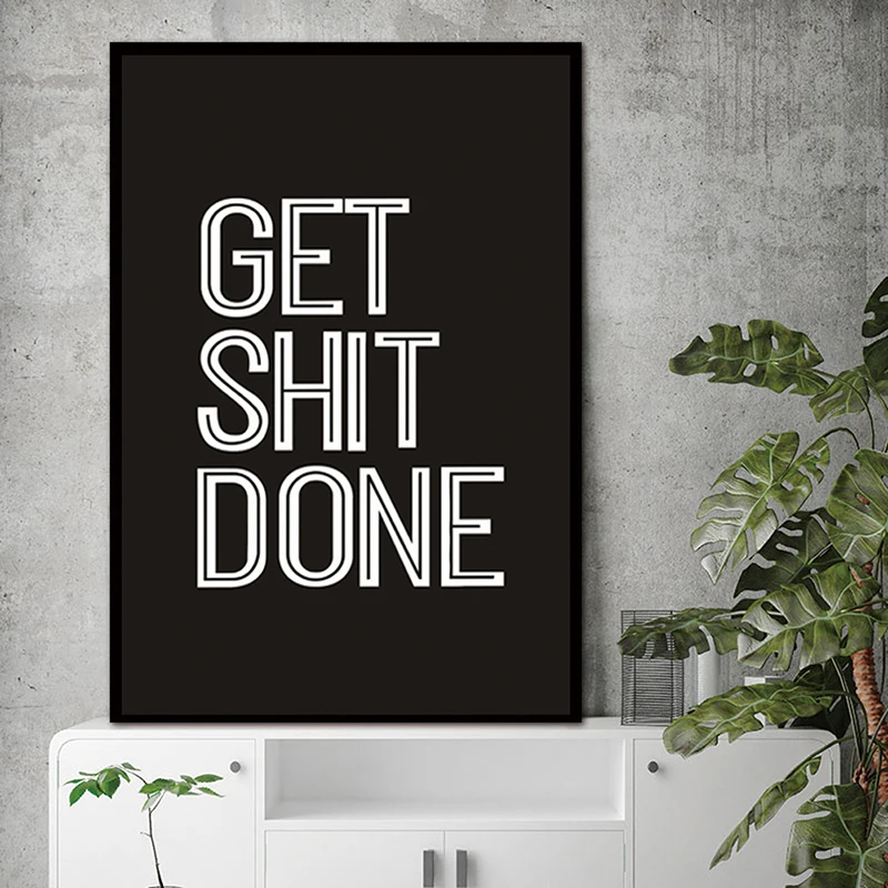 Get Shit Done Letter Poster Canvas Print Inspirational Toilet Paper Funny Shit Quote Wall Bathroom Washroom Home Decor Painting