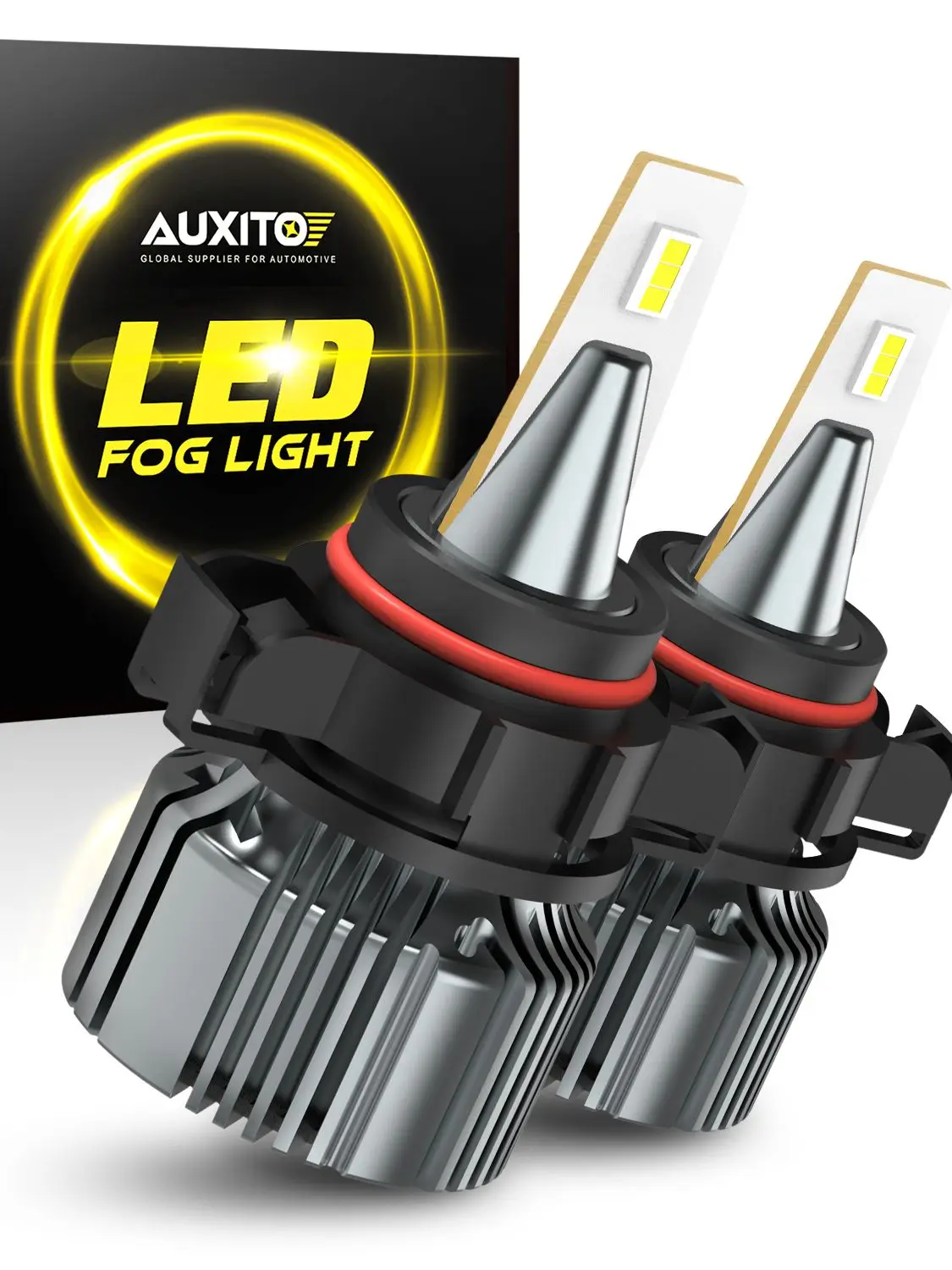 AUXITO 2szt CANBUS PSX24W LED Światło przeciwmgielne CSP H11 H8 H9 H16(JP) Żarówki przeciwmgielne LED 3000K Żółte światło przeciwmgielne LED DRL Samochodowe światła drogowe — 2