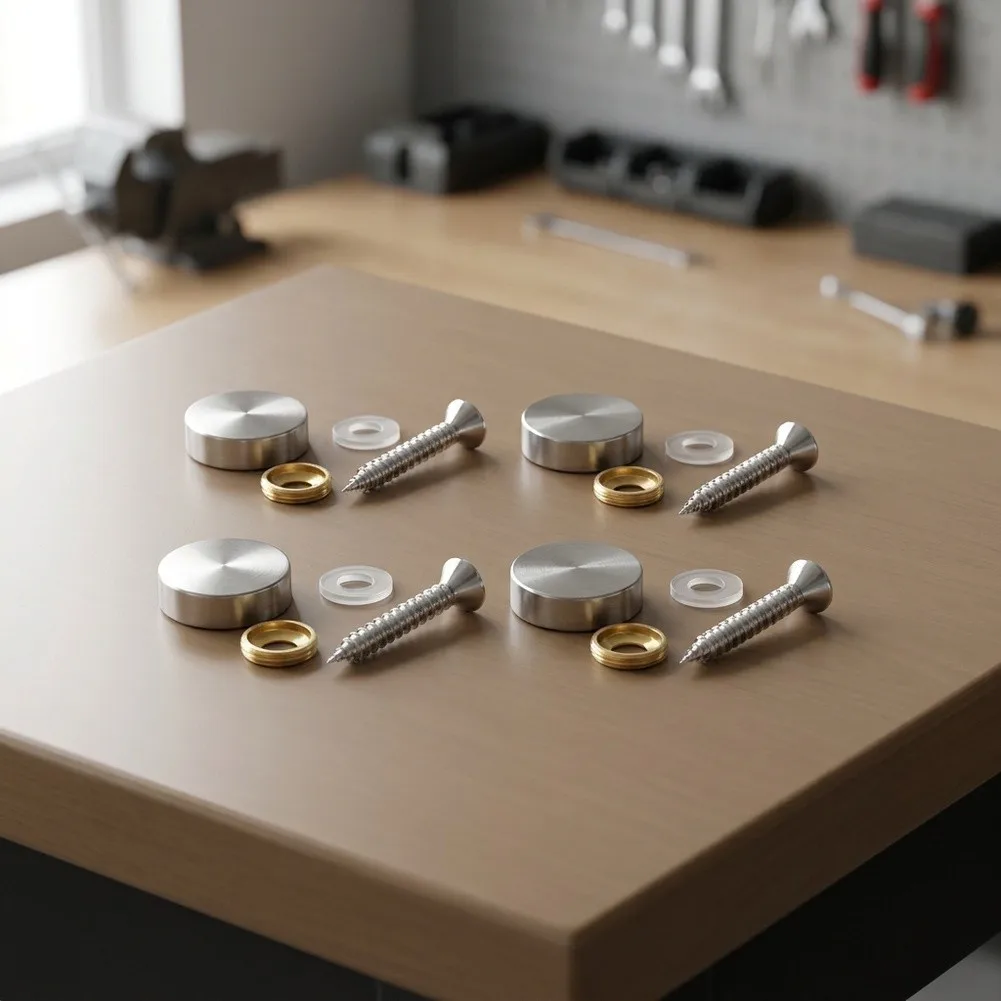 Stainless Steel Mirror Screw Copper Nickel Finish Ring Nail For Advertising Vehicle Fixed Decoration Home Garden Hand Tool