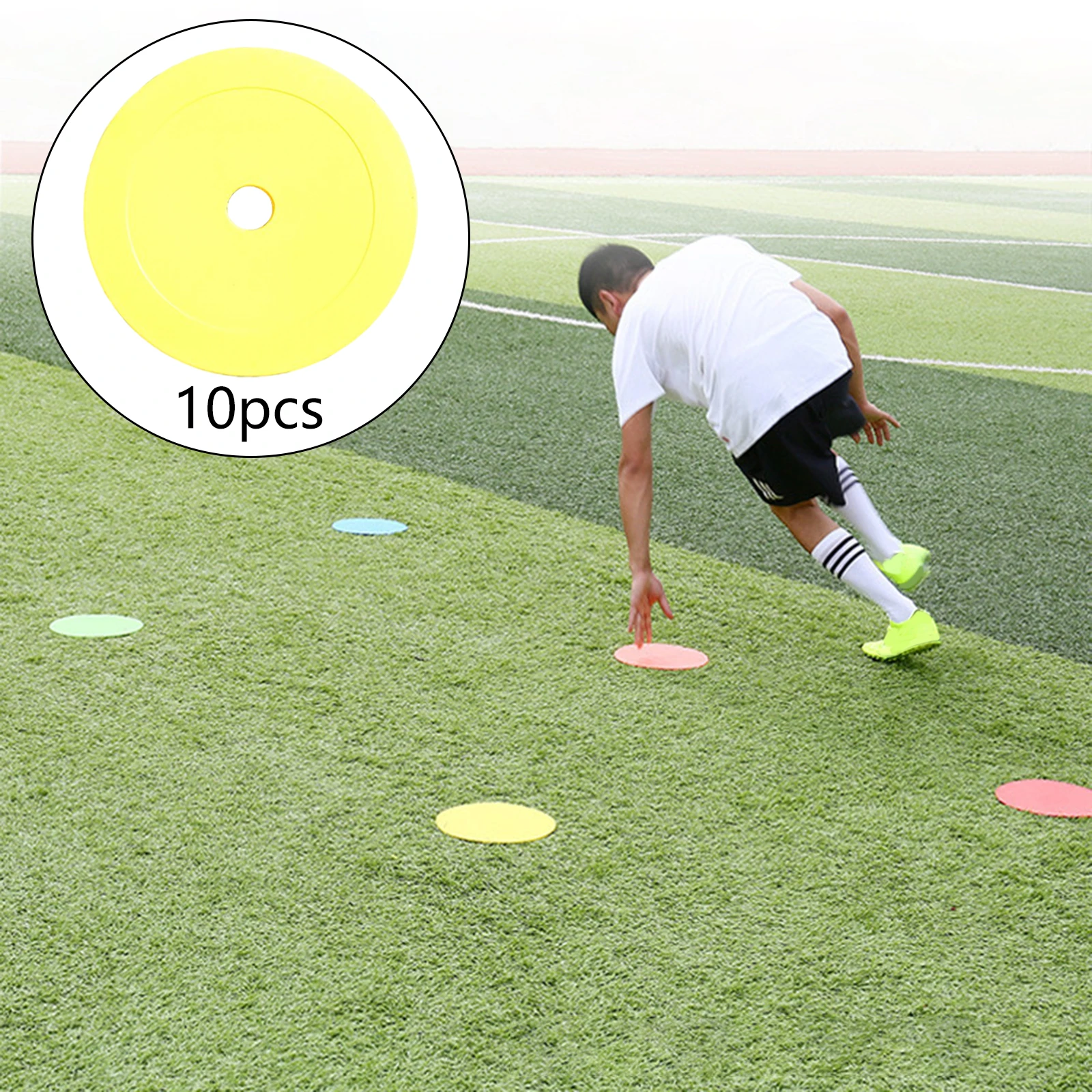 10PCS Soccer Flat Disc Markers Non-Slip Spots Markers Football Basketball Sports Speed Agility Training Markers Aids Accessories