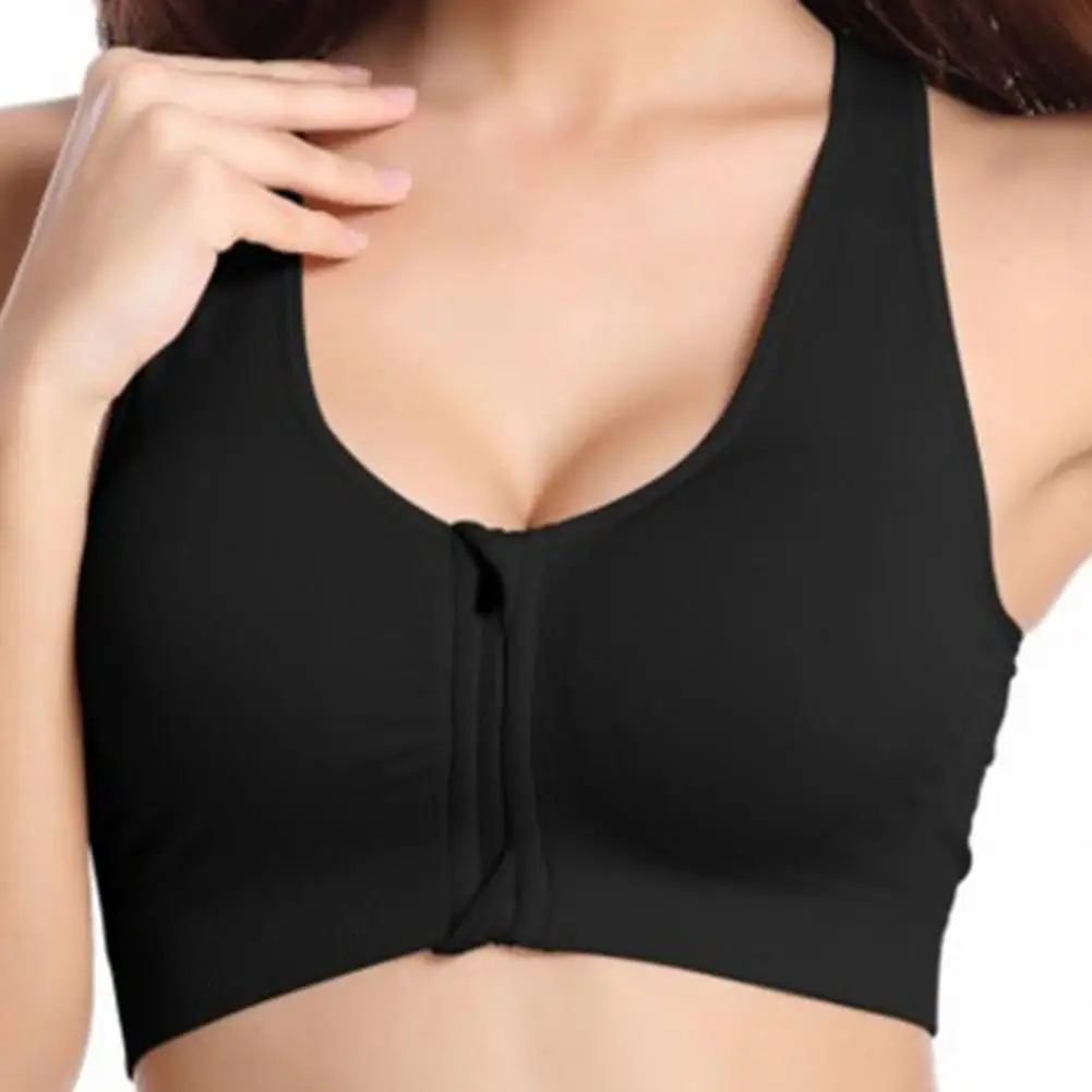 

Wide Shoulder Straps U-neck Shockproof Women Bra Front Zipper Full Cup Sports Bra High Elasticity Shockproof Female Clothing