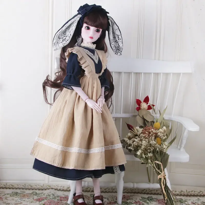 Conjunto de ropa de vestir de juguete hecha a mano de 60cm para colección de accesorios de muñeca BJD de 1/3 y 23 pulgadas