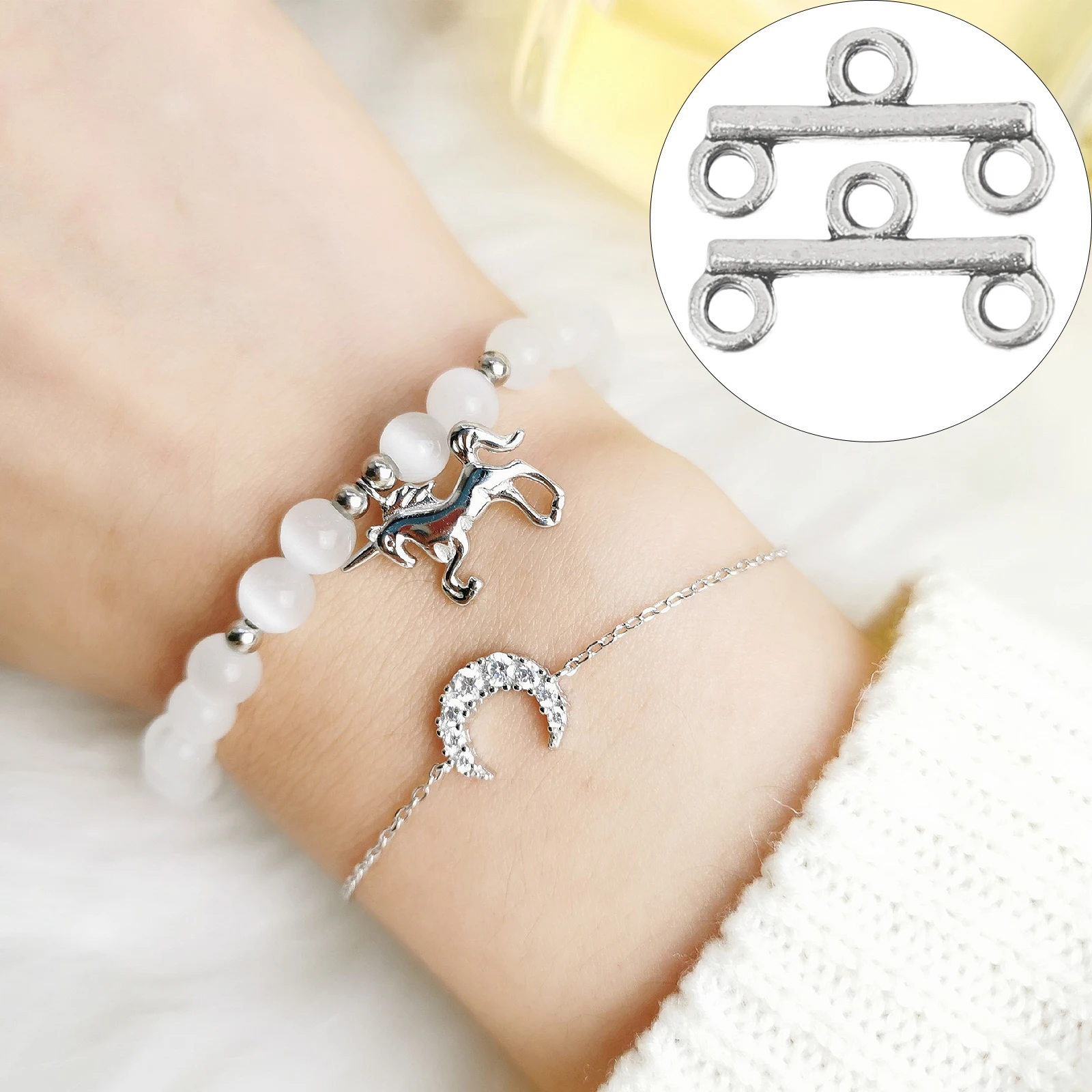 

100 Pcs Multi Necklace Layering Clasps DIY Jewelry Button for Making Crafts Bracelet Alloy