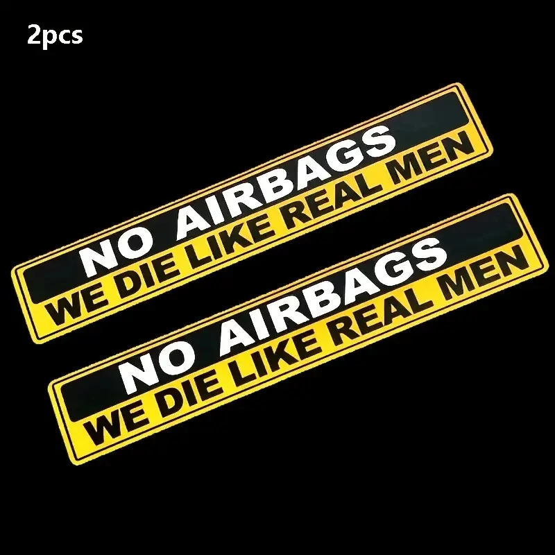 2pcs Caution NO AIRBAGS We Die Like Real Men Funny Car Sticker  Decal Vehicle Warning Rule Sticker for Car Motorcycle Truck Bike