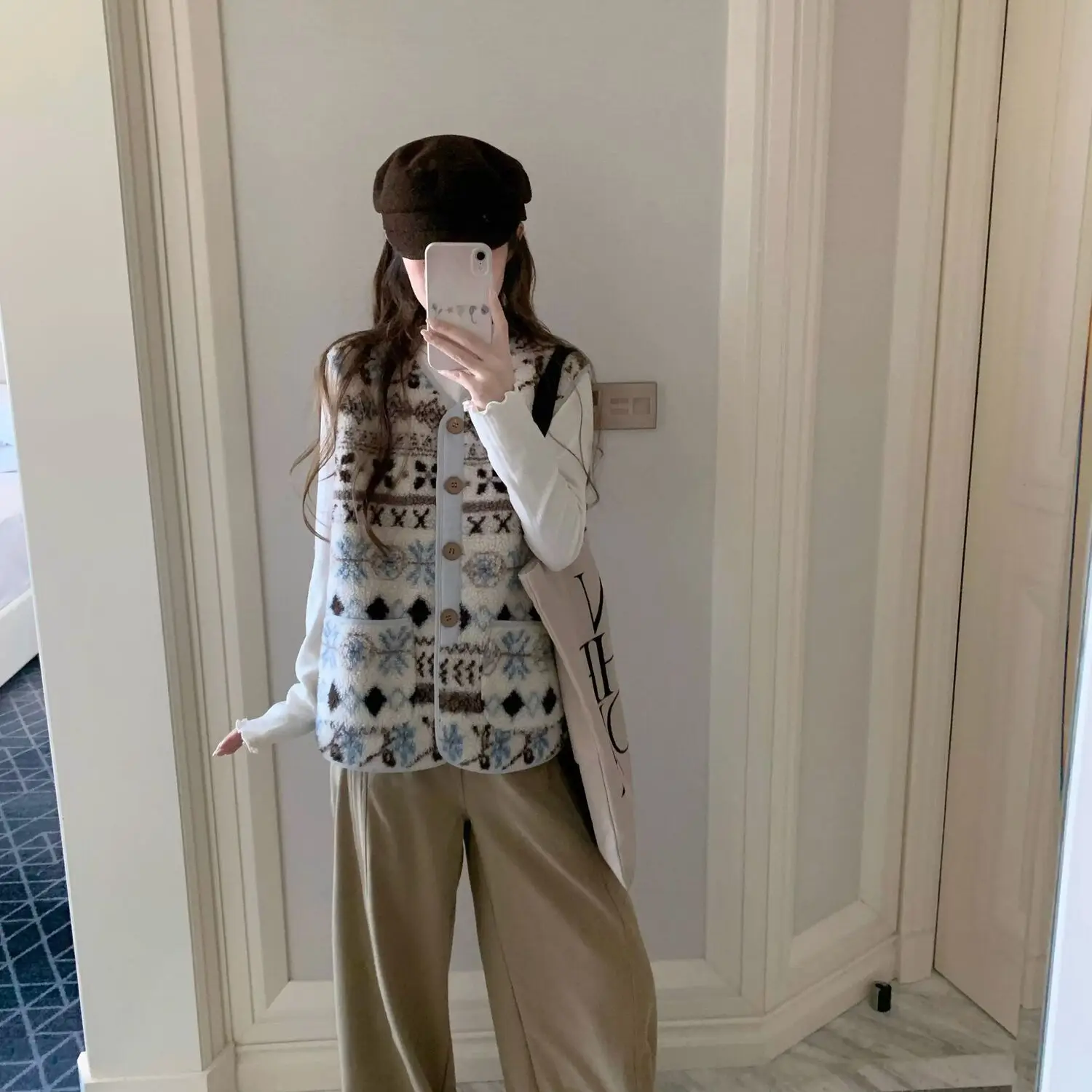 Diseño artístico vintage Casual en capas 2025 Otoño Invierno Nuevo chaleco en capas Bloque de color