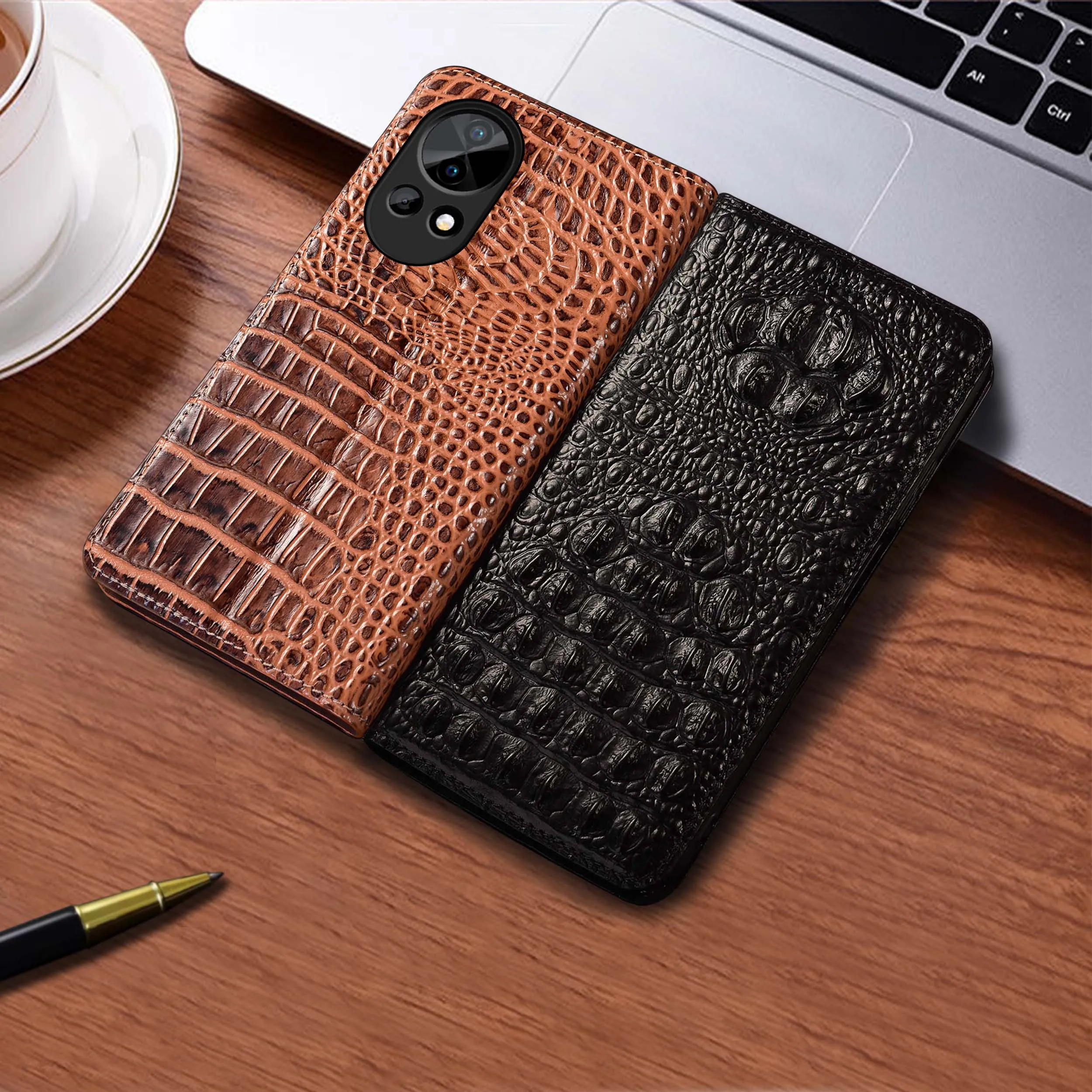 

Crocodile Claw Pattern For Huawei Nova 7 8 9 10 11 11i 12 12S 12i 13 13i 14 Pro Ultra SE Genuine Leather Flip Phone Cover Case