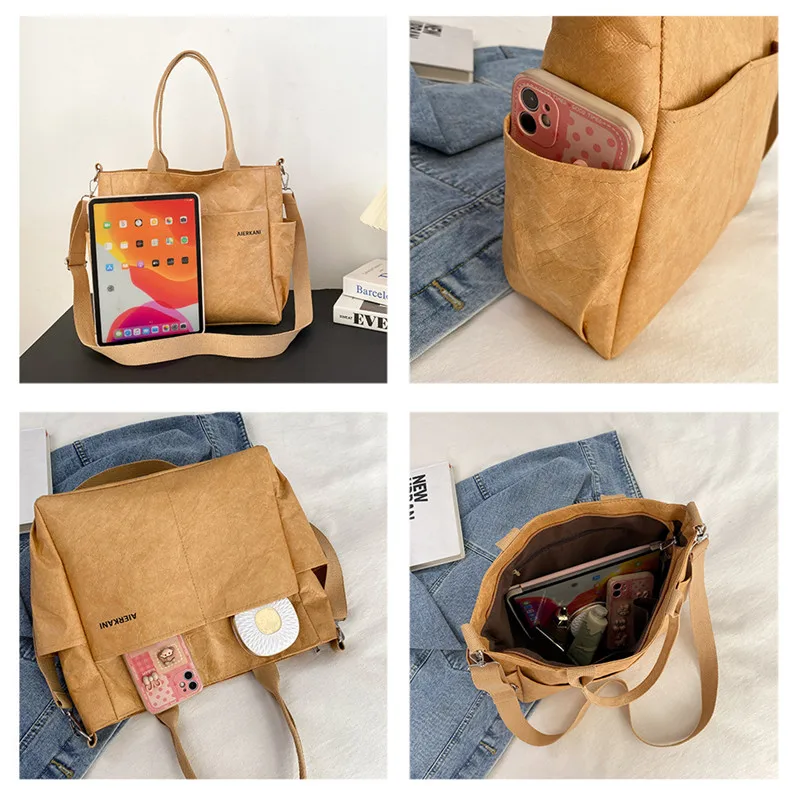Women's Tyvek Shoulder Bag Fashion Crossbody Handbag Retro Large Capacity Bag Multi Pocket Zipper Casual Tote Bags Designer Bag