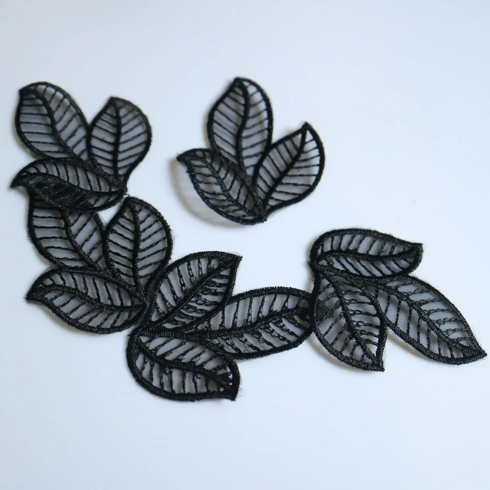 5pc DIY fashion organza leaves Patches for clothing Embroidery floral patches for bags decorative parches applique sewing craft