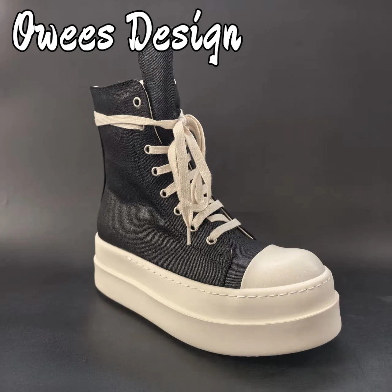 

Brand Design High Top Sneakers Platform Canvas Shoes Men's Black Casual Boot Women Sneakers Designer Flats Ankle Botas Big Size