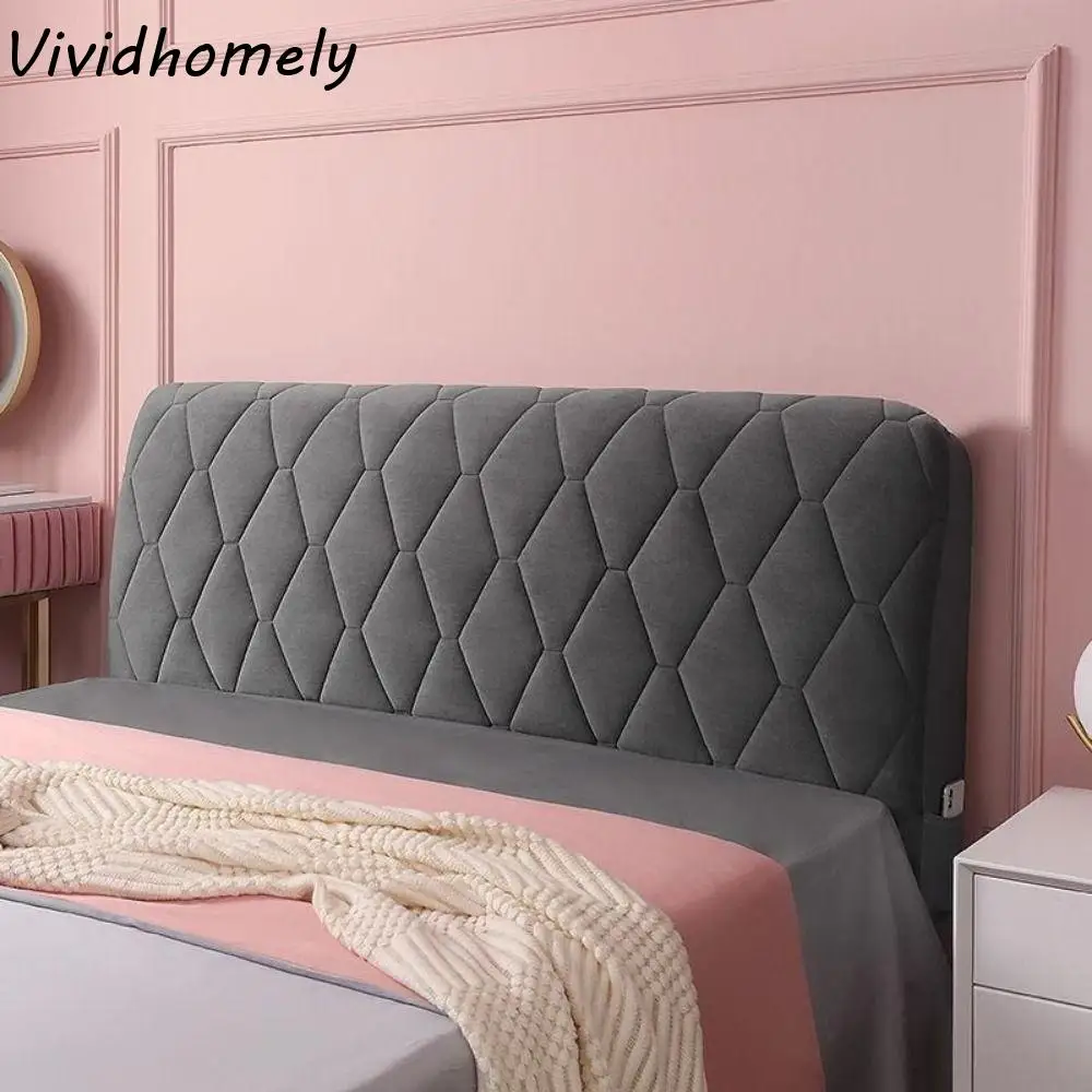 

Простой бархатный стеганый чехол для кровати, однотонный утолщенный защитный чехол для спинки кровати, эластичный мягкий прикроватный чехол для спальни для девочек