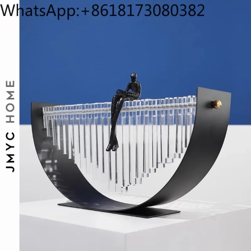 

Light luxury model room foyer cabinet, character design acrylic ornaments, creative art, home soft decoration