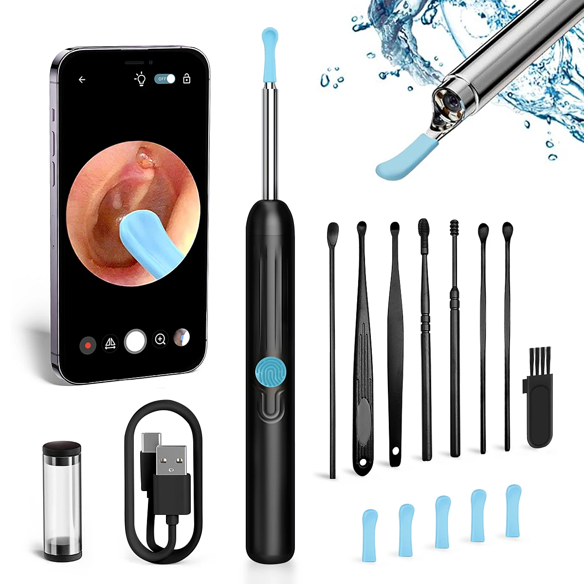 

Набор для удаления ушной серы с беспроводной камерой 1080P: умный визуальный очиститель ушей, отоскоп, эндоскоп для ушей, инструменты для ухода за здоровьем