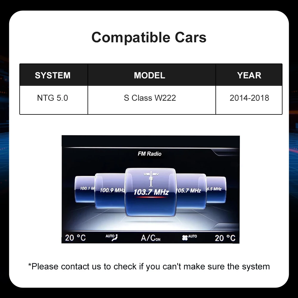 Draadloze CarPlay Android Auto voor Mercedes Benz NTG5.0/5.1/5.2 voor B/C/E/G/S/V/GLC/CLA/GLA/GLE/GLS Klasse 2015-2018 BT Navigatie