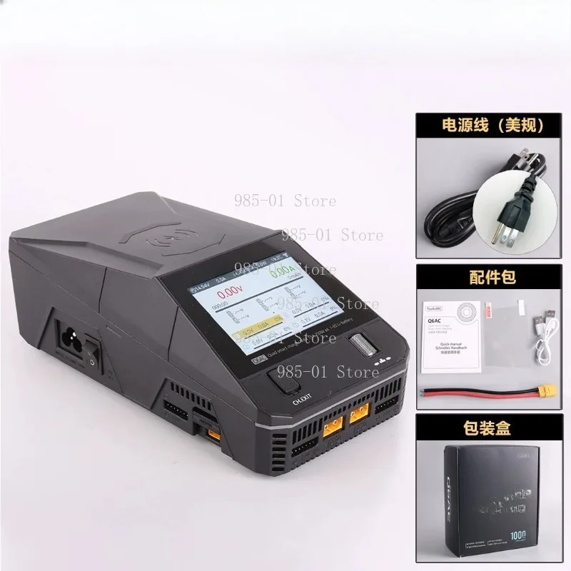 4-channel high-power charger, AC 400W/DC 1000W, with 65W USB-A/C port, compatible with multiple battery types.