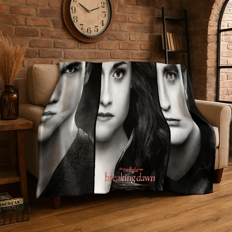 Classic Twilight Saga Edward Bella Flannel Blanket Soft Warm Throw Blanket for Bedroom Living Room Bed Travel Camping Picnic