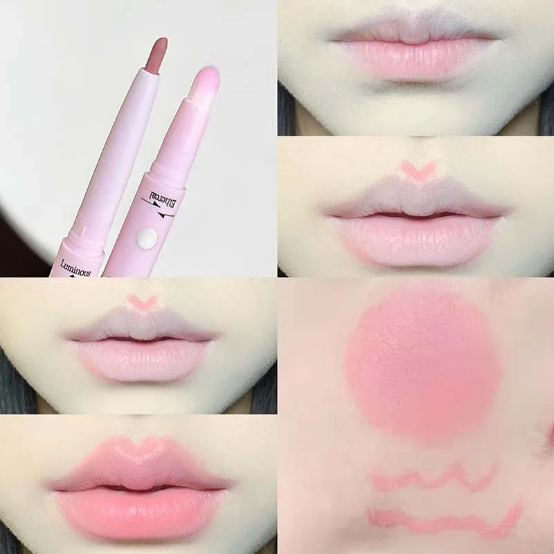 2 in 1 Lip Contour Pencil Waterproof Sweatproof Natural Finish Soft Smooth Application Precision Tip Long Lasting
