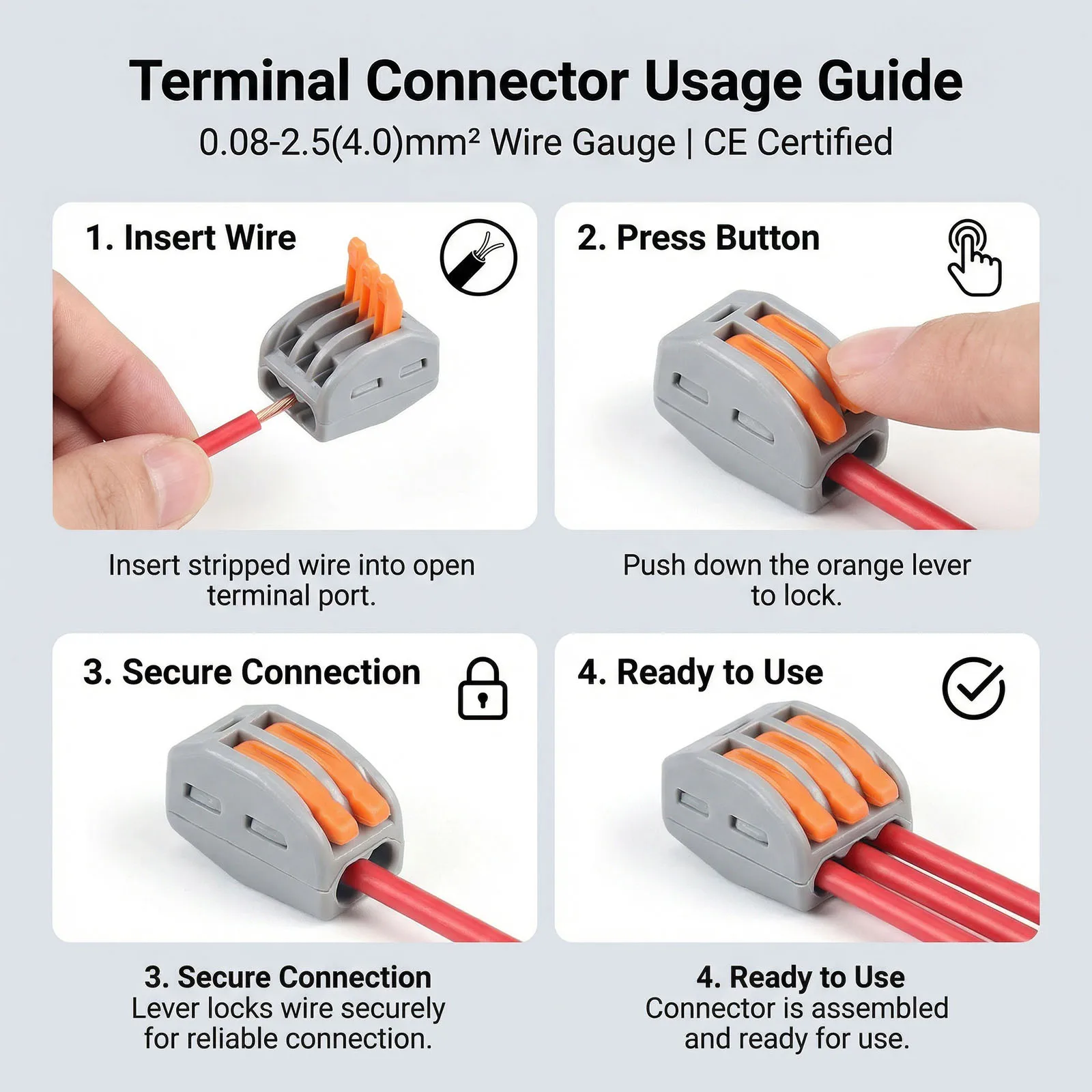 30/50pcs Wire Connector Electric Strip Connectors Mini Cage Spring Universal Compact Quick Wiring Conductors Push-in Terminal