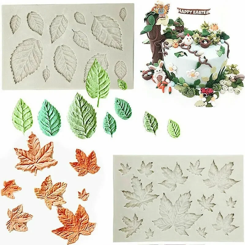 Molde de Silicona 3D con Forma de Hoja: Versátil para Fondant, Chocolate, Velas, Resina, Manualidades, Diseño Flexible Antiadherente para Hornear y Decorar Pasteles