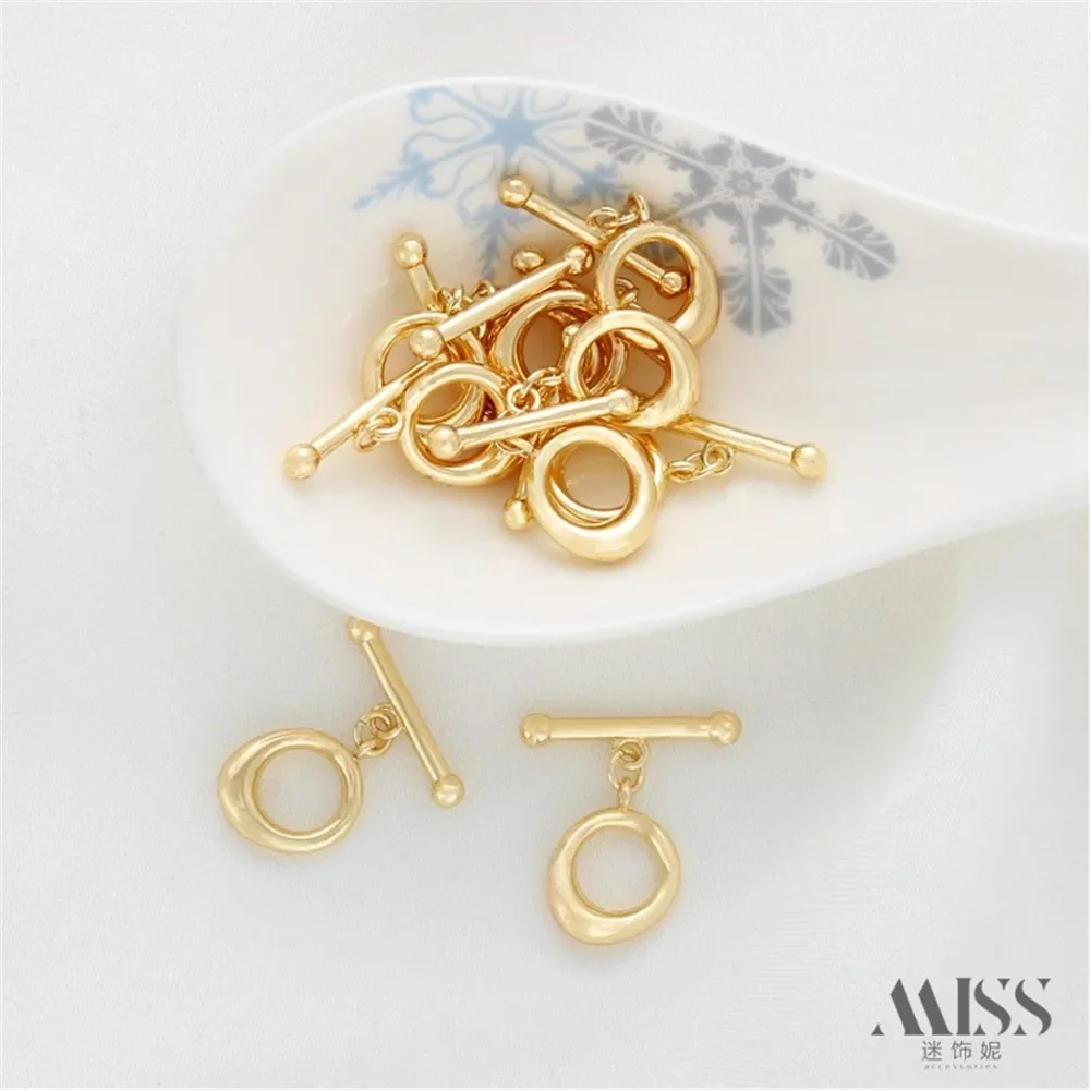 14K Gold-plated Smooth Surface Simple OT Buckle Connection Buckle DIY Pearl IQ Bracelet Necklace Accessories