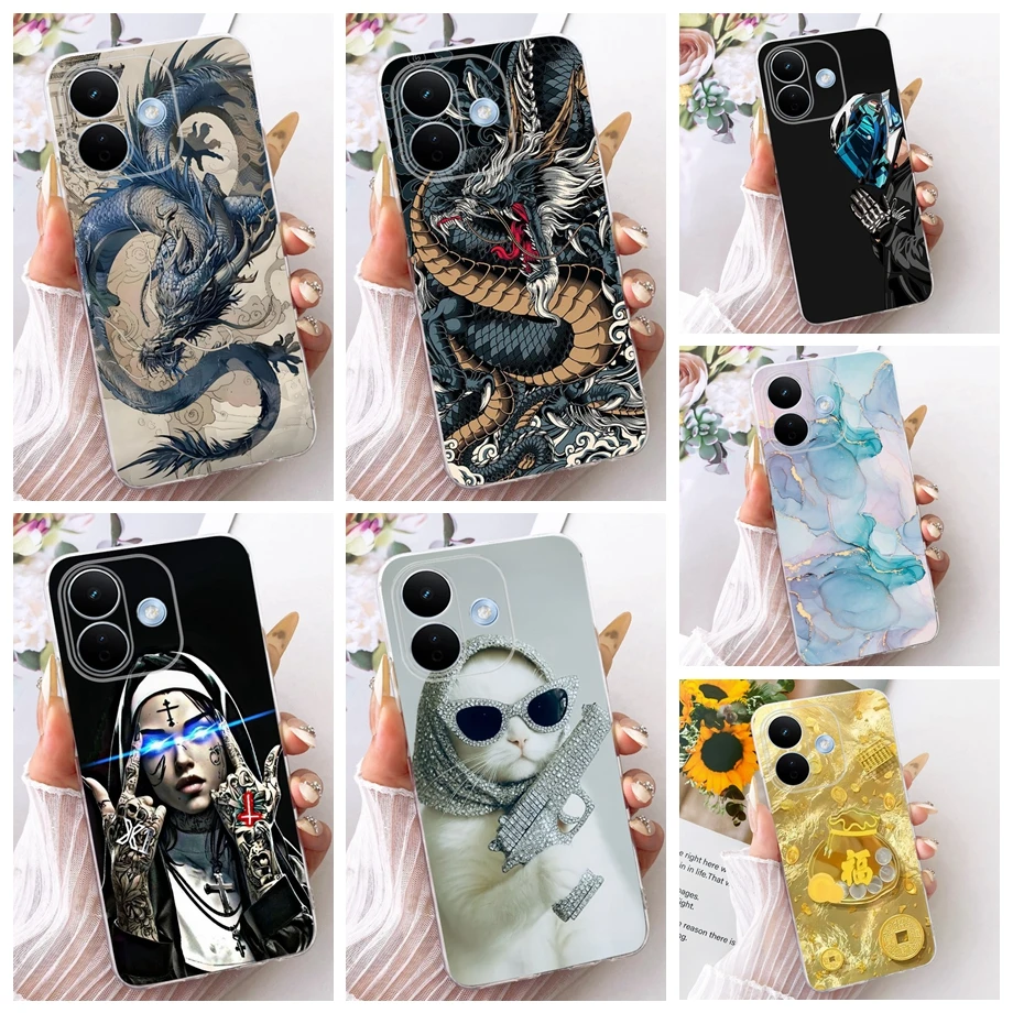 Klare, weiche Silikon-Handyhülle für Xiaomi Redmi Note 17 Pro Max Note 17 Pro Cover Cartoon Katze Drache Tiger Glücksbringer Bumper
