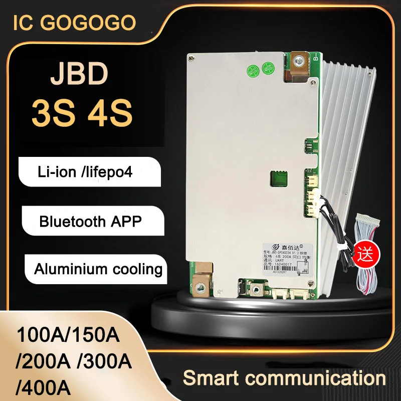 JBD 4S 12V Lifepo4 LFP لوح حماية بطارية الليثيوم قافلة تخزين الطاقة 100A 150A 200A ذكي BMS 3.2V بلوتوث APP