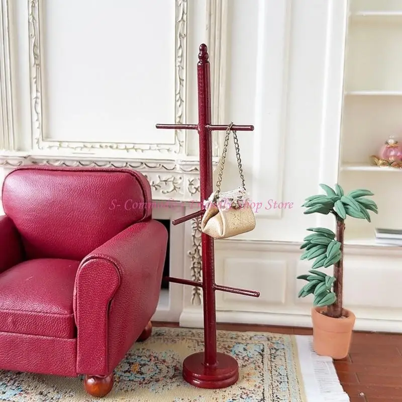 85AE Antique 1/12 Nhà Búp Bê Móc Nhà Tổ Chức Đồ Nội Thất Thu Nhỏ Giá Áo Tượng