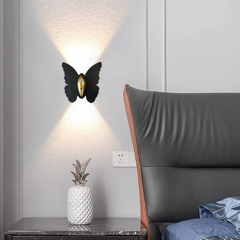 

Настенные светильники-бабочки для улицы и помещений, водонепроницаемые, для лестниц, коридоров, современные креативные бра, для спальни, ванной, с датчиком движения