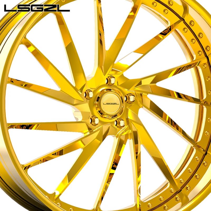 LSGZL Gold Deep Dish  Monoblok 2 Pieces Forged Wheel  High Strength Alloy Wheels 20 Inch Car Alloy Wheels