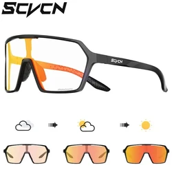 SCVCN 컬러 포토크로믹 사이클링 안경, UV400 자전거 선글라스, 남성 여성 운전 안경, MTB 로드 스포츠 안경, 러닝