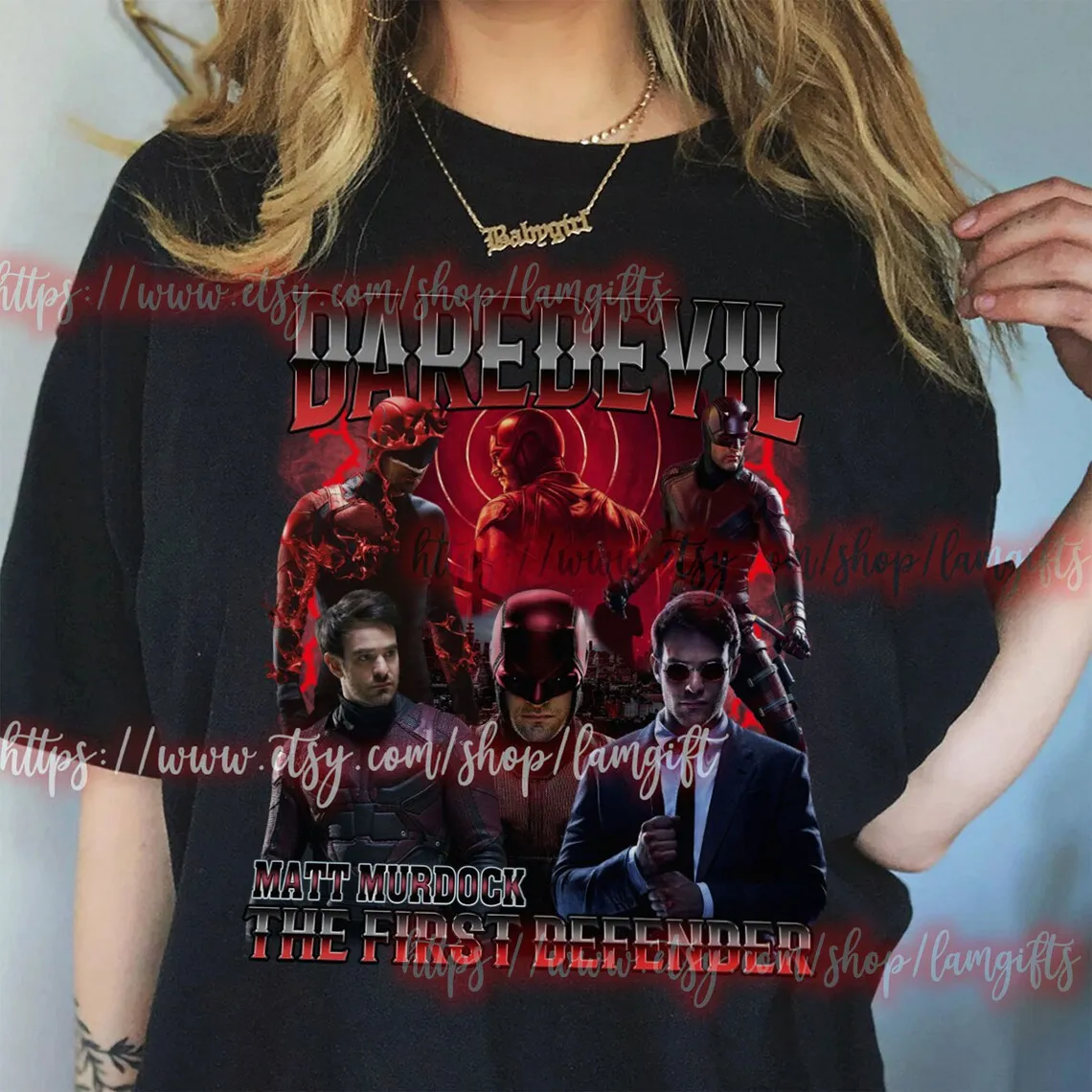 Daredevil Shirt Matt Murdock Sweater Daredevil Hoodie Charlie Cox 90s Vintage Graphic Tee  Gift For Woman  Merch Tee