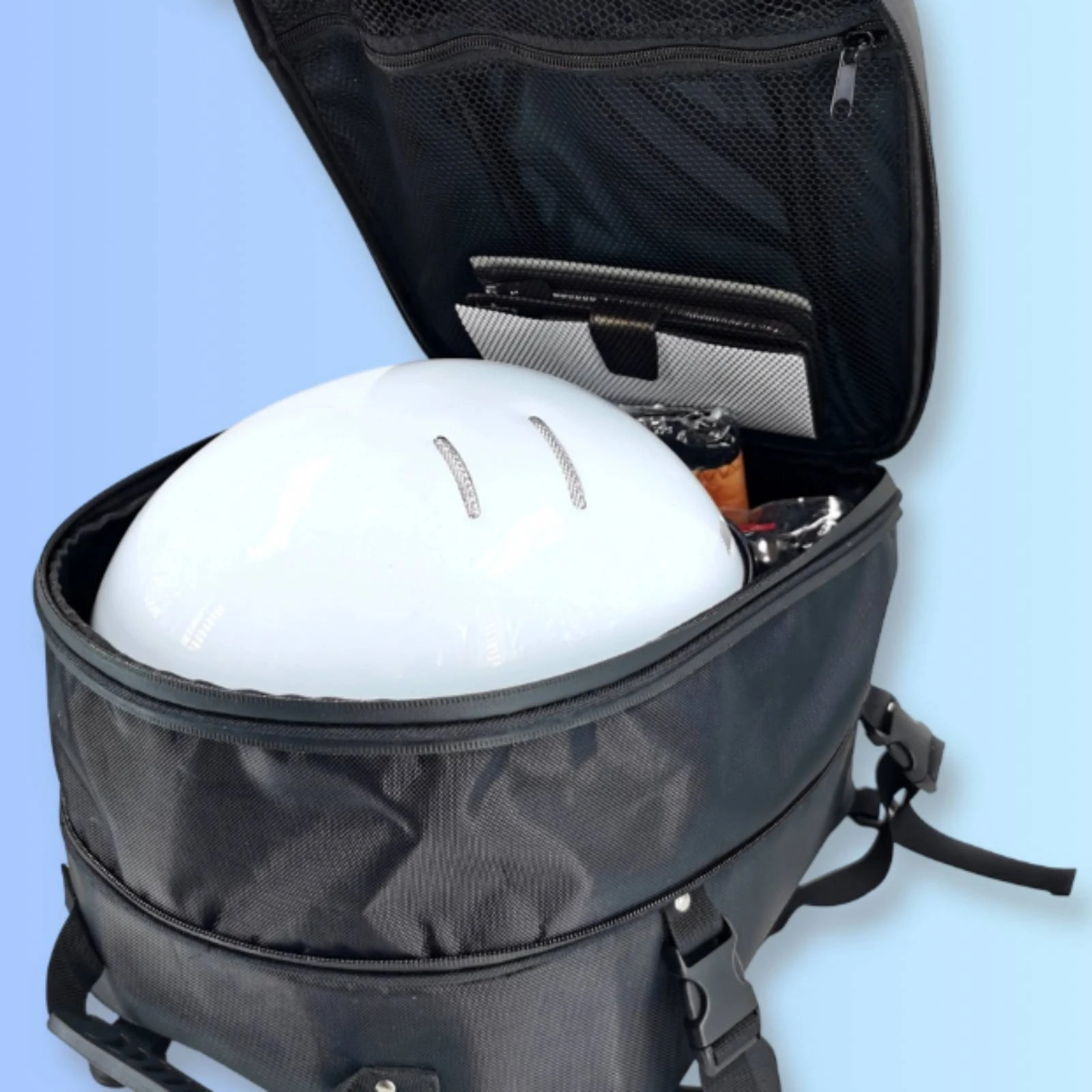 Picture 4: Motorcycle Tail Bag Elastic Cord Panel Expandable Tail Bag Reflective Trim Easy to Carry