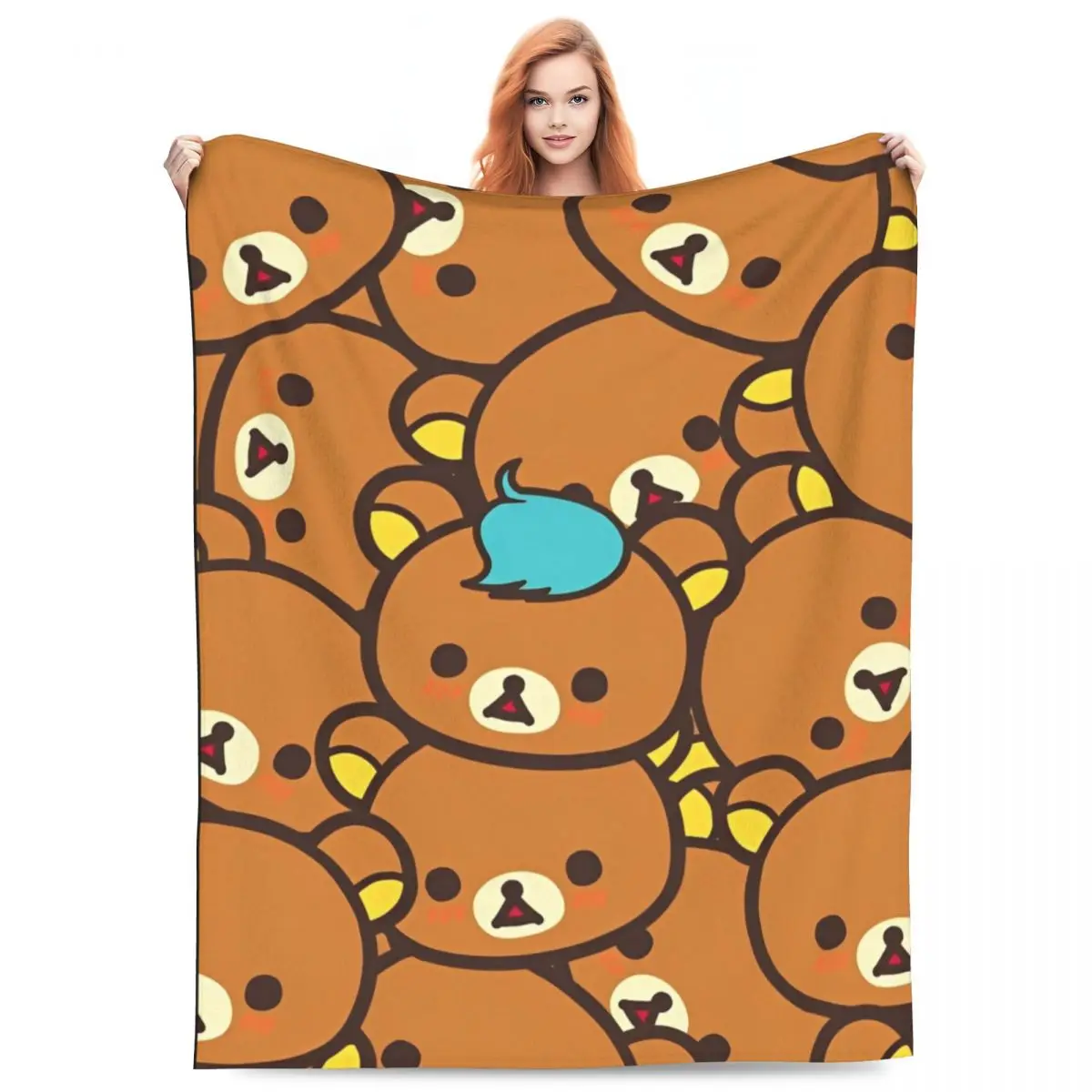 Rilakkuma Cartoon Blanket Airplane Travel Flannel Throw Blanket For Outdoor Super Soft Custom Quality Bedspread Gift Idea