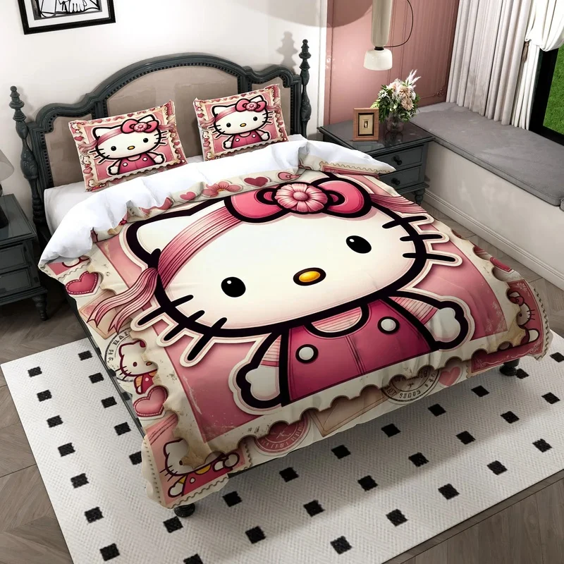retro-stamp-edge-hello-kitty-duvet-cover-large-cartoon-head-bedding-set-soft-bed-linens-for-girls-room