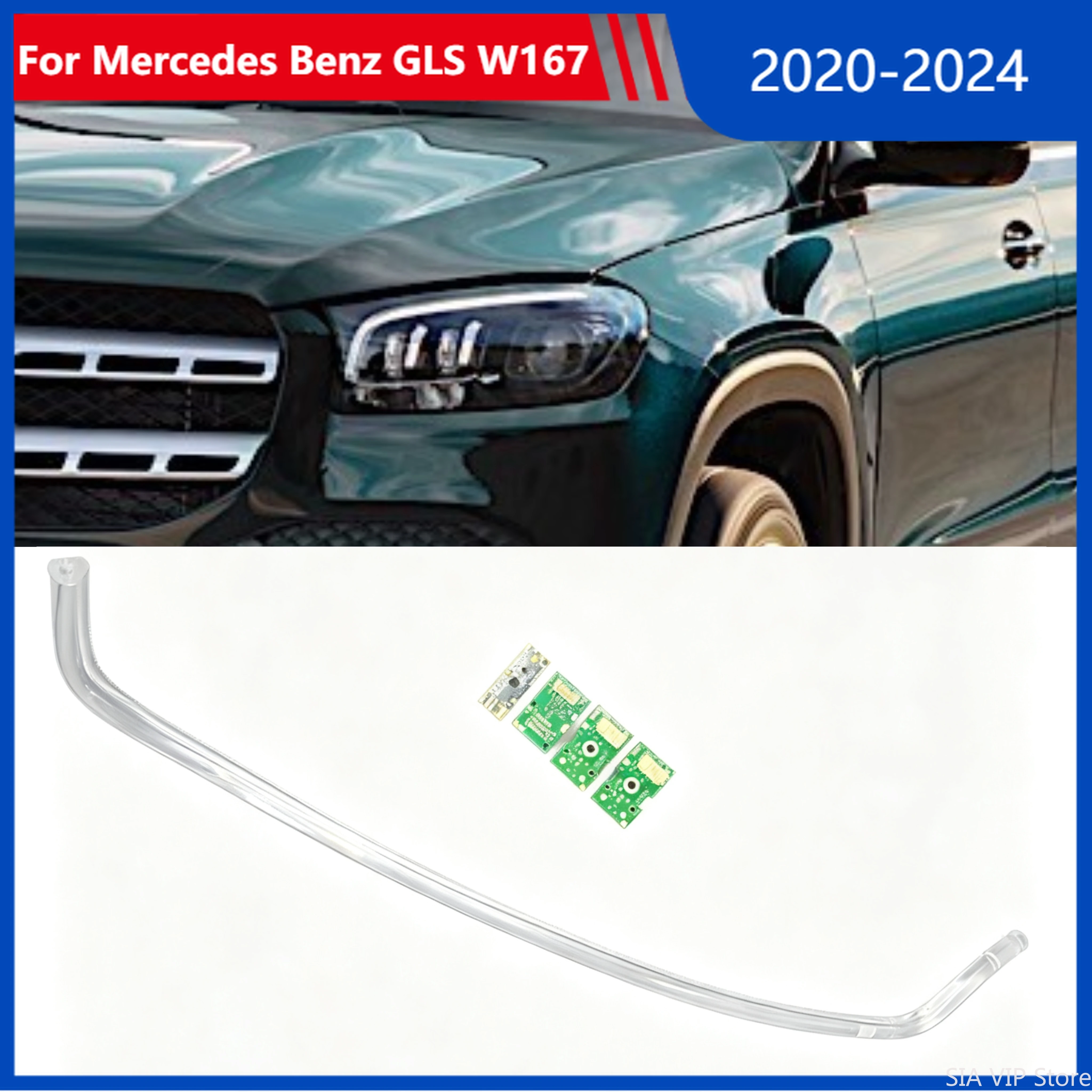 

For Mercedes Benz GLS W167 2020-2024 Angel Eye Ballast Daytime Running Light US Car Headlight DRL CHIP Conduit Strip White Light