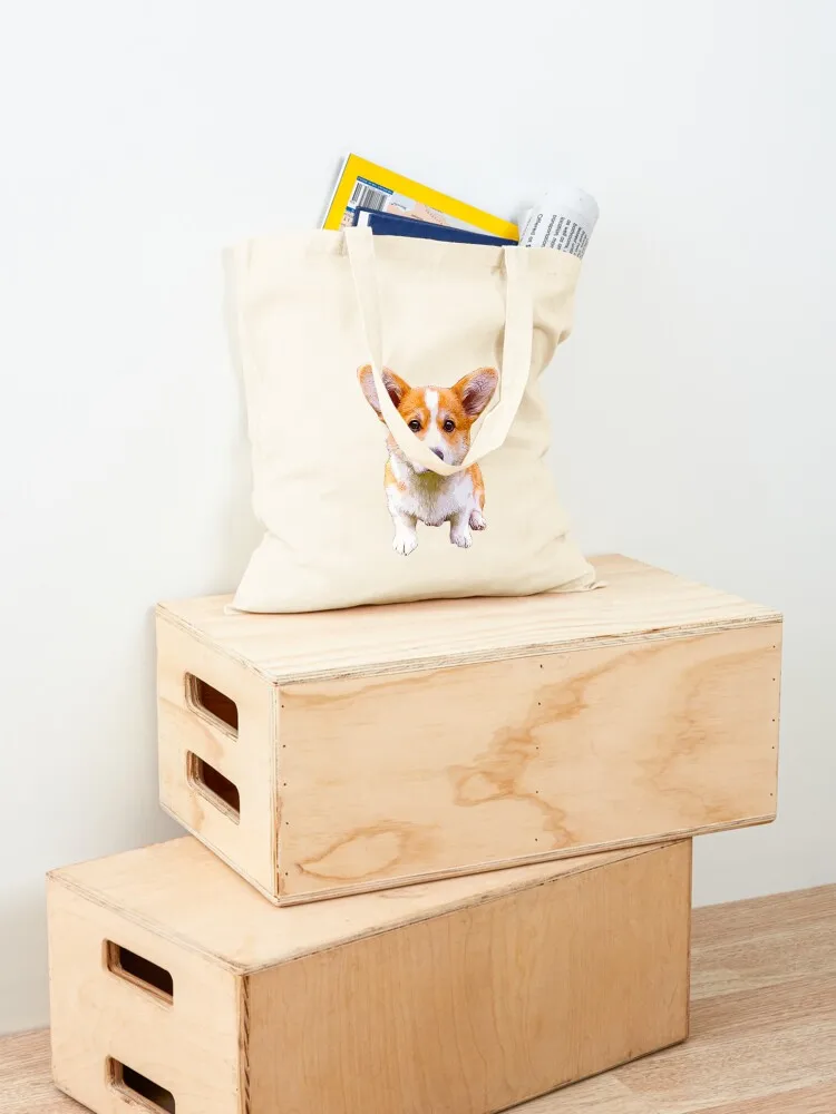 كورجي جرو يجلس الأحمر والأبيض بيمبروك الويلزية كورجي حمل حقيبة حقائب امرأة 2025 حقيبة تسوق قابلة لإعادة الاستخدام حمل حقيبة