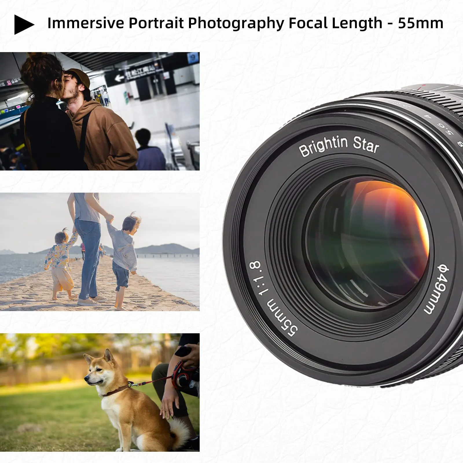 Brightin Star 55mm F1.8 Full Frame Large Aperture Manual Focus Mirrorless Camera Lens For Canon RF Sony Nikon