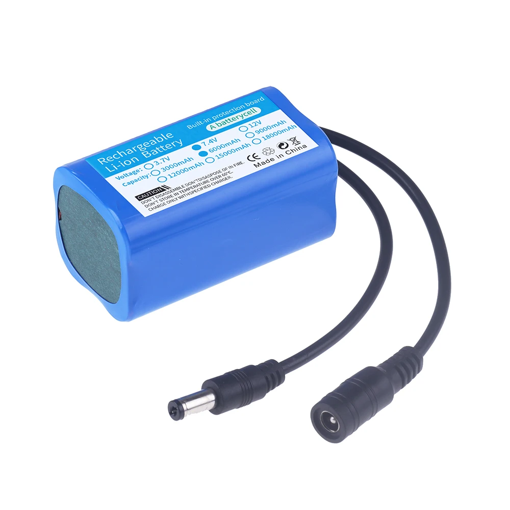 2S 7.4V Baiting Boat Battery For T188 T888 2011-5 V007 C18 H18, 7.4V 6000mAh Li-ion Battery 18650 2S For Fishing Bait Boats