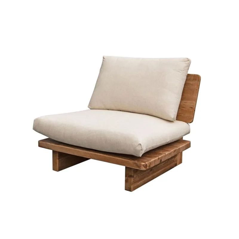 Outdoor solid wood teak sofa combination, hotel courtyard garden new Chinese-style living room single and double three-person