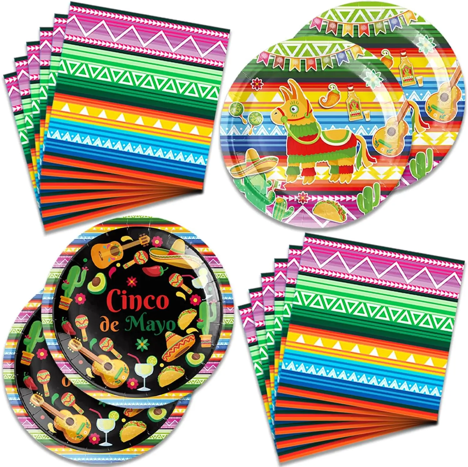 Cinco De Mayo Party Supplies Mexican Fiesta Party Decor Tableware Plate Napkin Banner Cake Topper For Carnival Birthday Party view 3