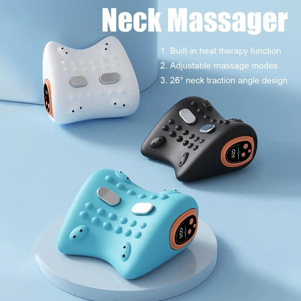 Elektrische Nek Massager Puls Cervicale Wervelkolom Kussen Tractie Relax Schouder Cervicale Massage Warmte Wervelkolom Correctie Nek Stre L7Q3