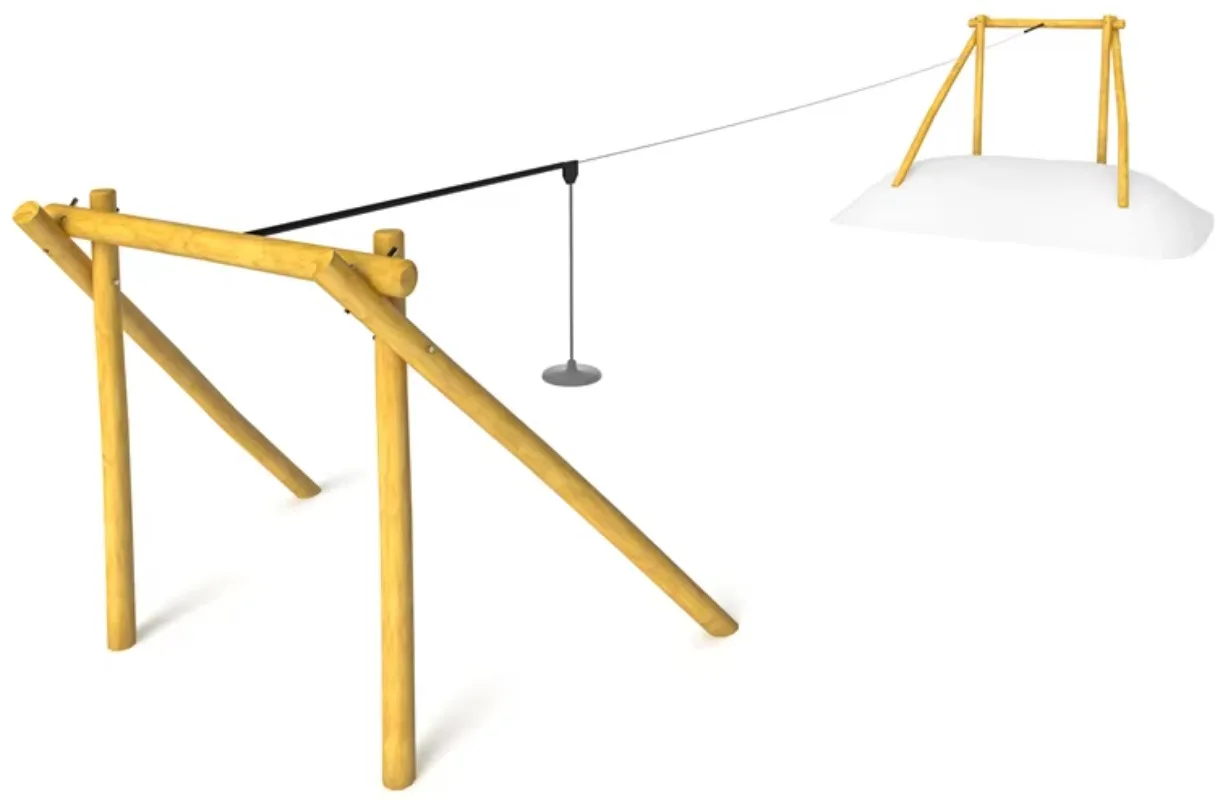 Immagine 3: Set da gioco moderno per bambini: Attrezzatura per zipline con fune e carrucola, Carrello per zipline da esterno