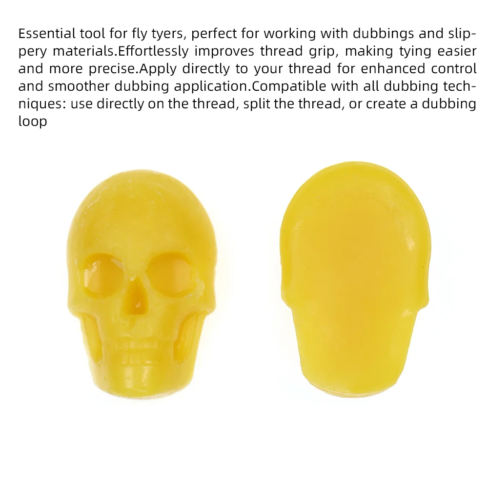 Skull Shaped Fly Tyers Wax Fly Tying Threads Grip Aid Essential Tool for Dubbings Slippery Fly Tying Materials and Dubbing Loop
