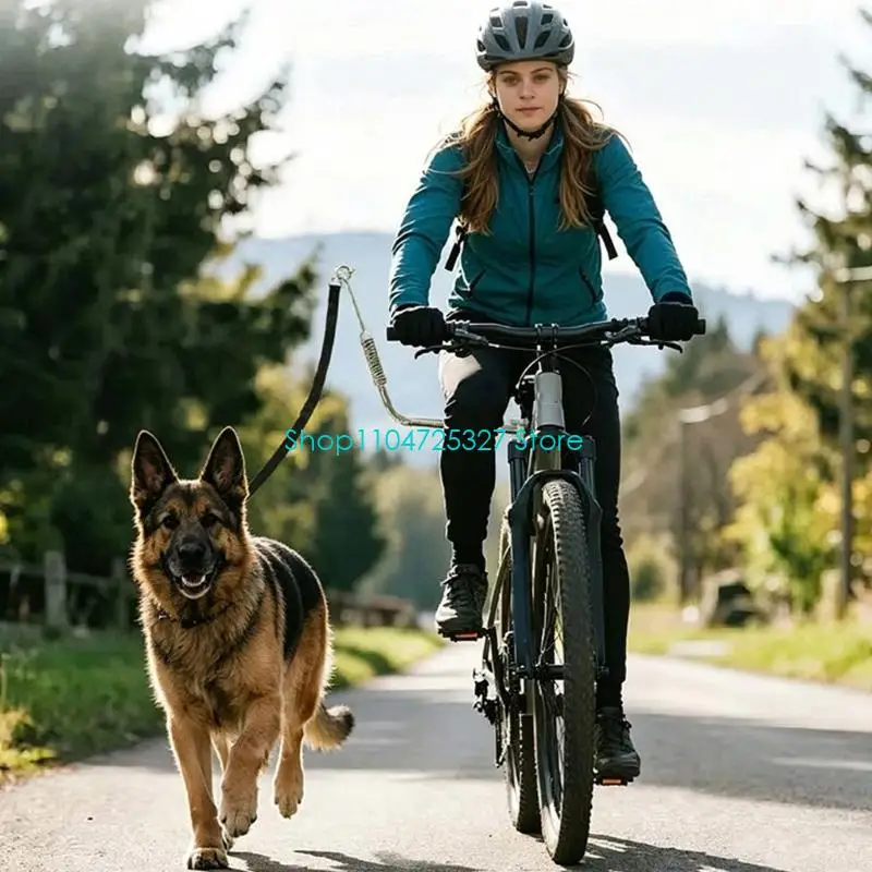 D8KF Canine Bike Running Attachment with Bent Side Arm, Spring Section and Guided Motion Position for Outdoor Exercise Workouts