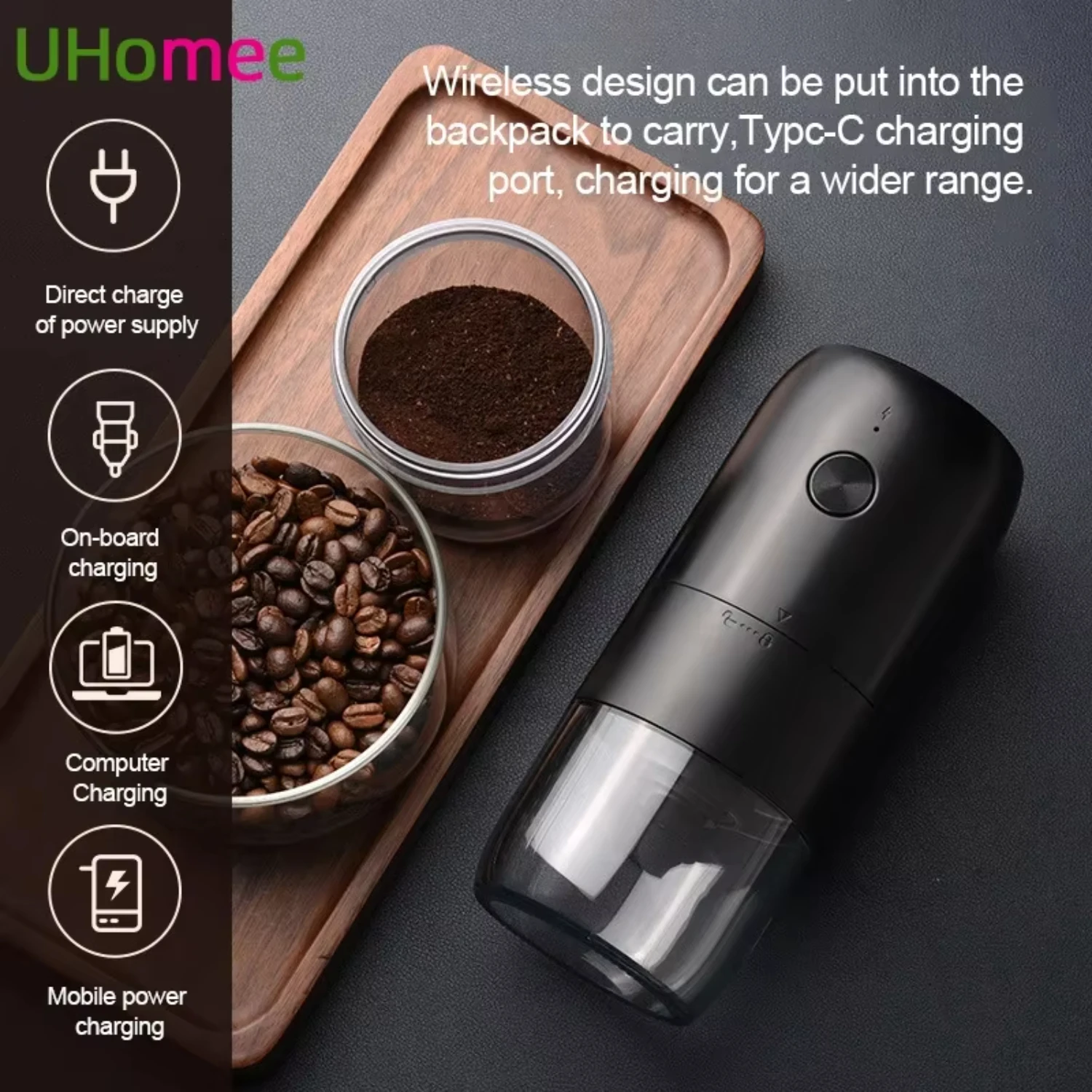 Wireless Coffee Grinder Type-C Charging Ceramic Grinding Core Portable Beans Mill