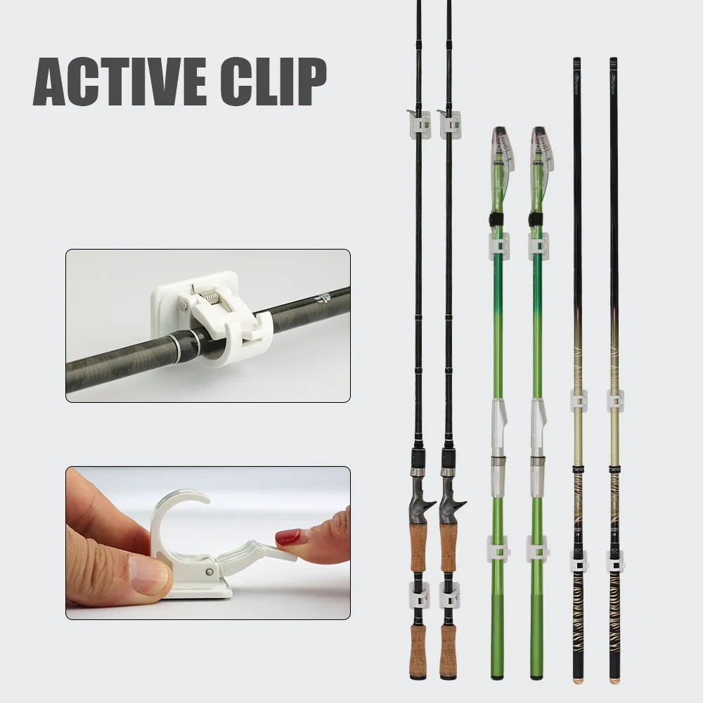 Sea.Yolo 2pcs Wall Mounted Fishing Rod Holder Fixing Active Clip Tools Fishing Accessories